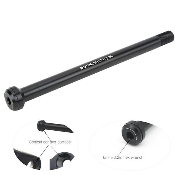 Cykel Thru Axle Aluminiumlegering Snabbkoppling Cykelgaffelrör Axel för Landsvägscykel Mountainbike12x174LxM12x(P1.0)x19L