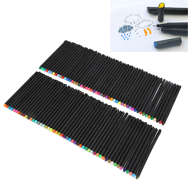 Fineliner-pennor 100 färger Snabbtorkande Glansigt bläckutmatning 0,4 mm nålrör Minimera blödning Fineliner-markörer för skrivning