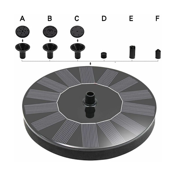 Utomhus flytande solfontän 1,4W solcellsdammpump med 3 munstycken för fågelbad akvarium trädgårdsfontän