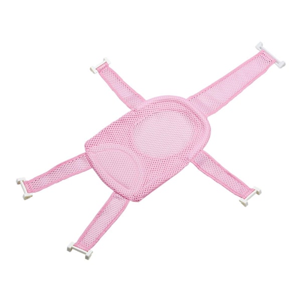 Spädbarns badstol justerbar längd duschstöd slingnät badkar mesh hängmatta vagga rosa