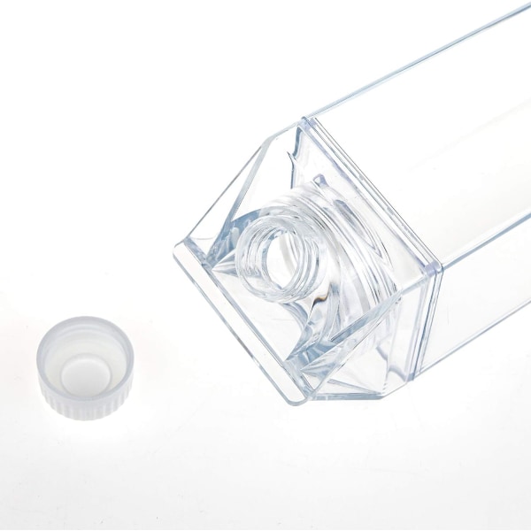 4-pack plastmjölklåda, 17 oz klar bärbar mjölkkartong vattenflaska Fyrkantig juiceflaska för utomhussporter Resecampingaktiviteter - BPA-fri