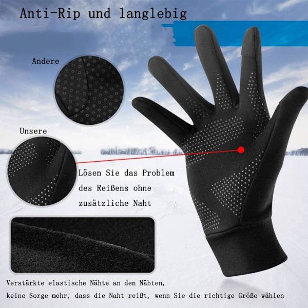Pekskärmhandskar, Unisex Sporthandskar Handskfoder Utomhus Löpning Handskar Varma Vindtäta Vinterhandskar Anti-Slip Full Finger för Löpning, Körning,