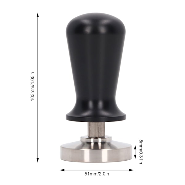 Kaffe Pulver Hammare Konstant Elasticitet Rostfritt Stål Kaffe Tamper för Hem Svart 51mm/2.0in