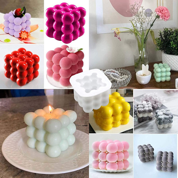 Silikonljusform, Utsökt Design 3D Bubbelkub För DIY Ljushantverk Återanvändbar Silikon Livsmedelskvalitet Material Lätt Släpp Idealisk För Handgjorda