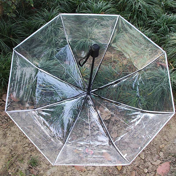 Paraply Transparent Paraply Automatisk Transparent Tri Fold Paraply