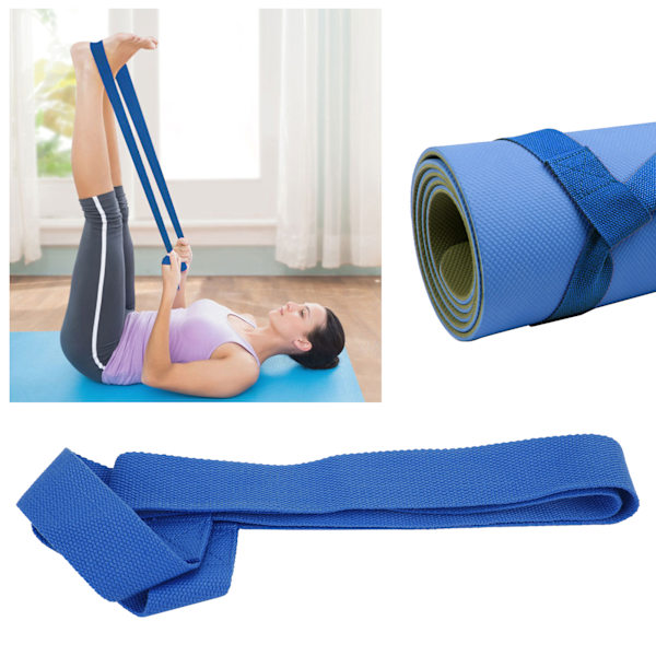 Yoga Rem för Bärbar Justerbar Mjuk Lätt Enkelt Fixerad Multifunktionell Stretch Rem för Bär Blå