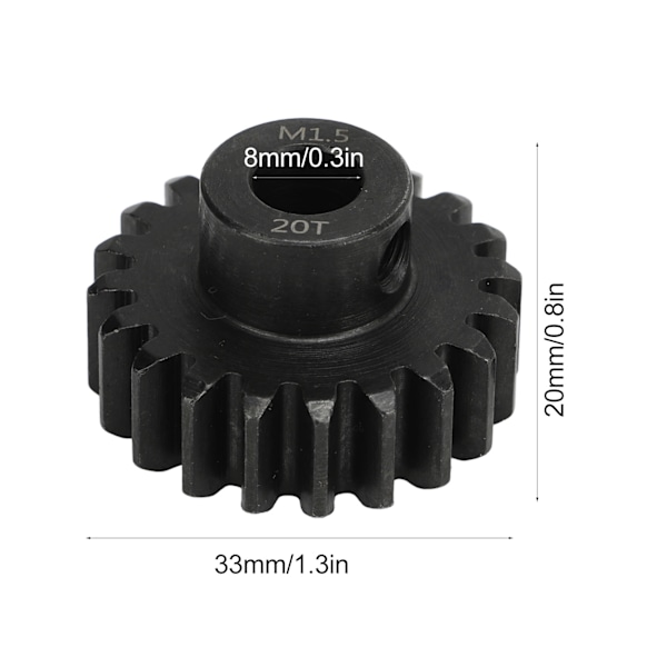 RC-bilmotorväxel M1.5 8 mm innerhål i stål RC-kugghjul med M5-setskruv för 1/5 modellfordon 20T