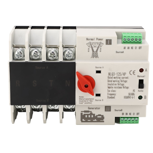 Dubbelströms Automatisk Överföringsswitch 4P Snabbväxling Styrswitch PC AC 110V 80A
