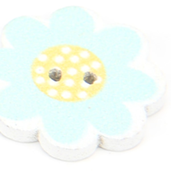 200 st målade blommor knappar i trä, blandade DIY sömnadstillbehör 20 mm