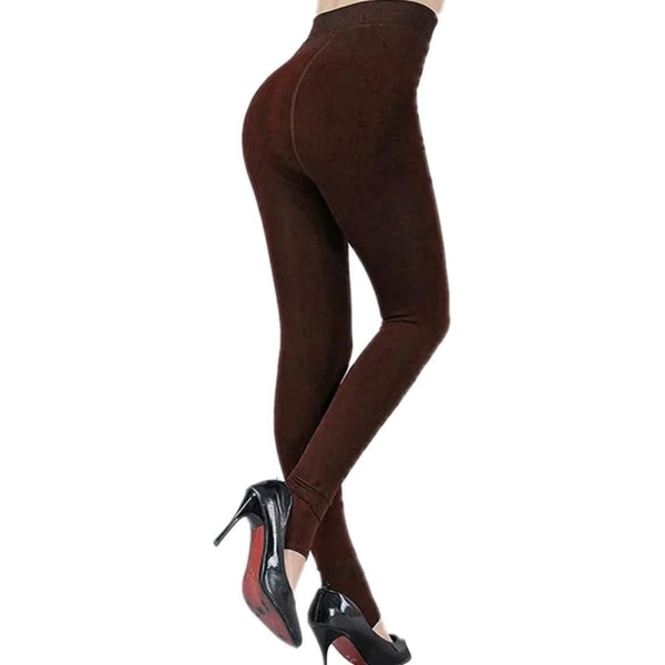Kvinnors vintertjocka termiska leggings hög midja fleecefodrade termiska tights stretchbyxor