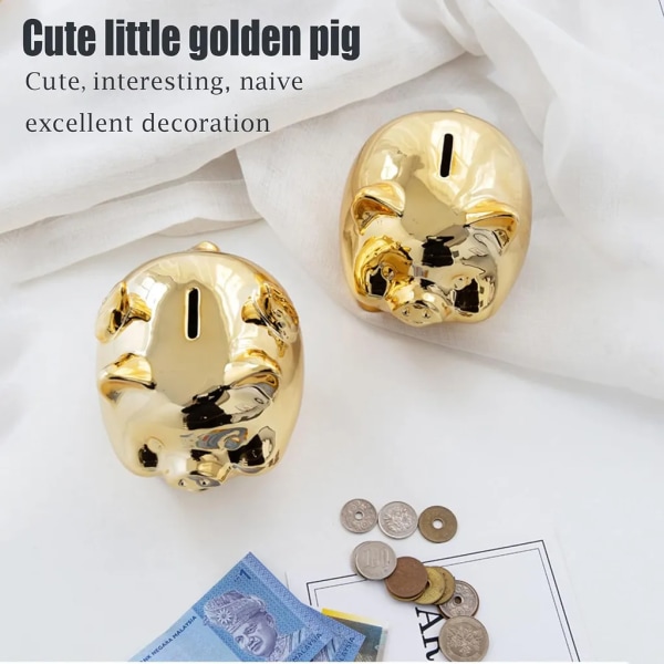 Piggy Bank Lucky Pig, Mynt Sparbössa, Lyxig Liten Pig Sparbössa, Keramik, Pig Money Mynt Bank för Flickor Pojkar Barn Vuxna, för Bröllop,