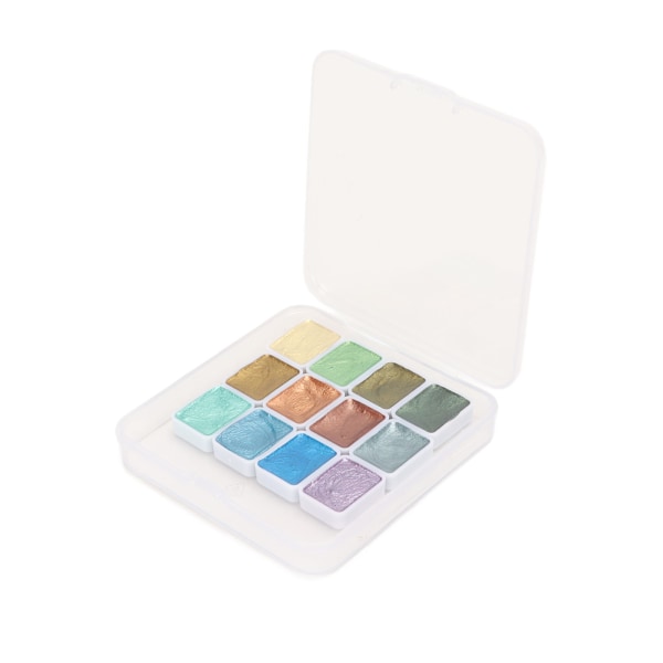Vattenfärg Set Bärbar Ekologisk Glitter Metallic Solid Vattenfärg Set för Konstnärlig Kalligrafi Målning