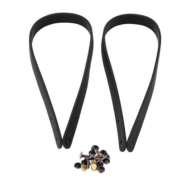2 st handväskor handrem i splitläder DIY handgjorda handväskor delar med 8 set bronsnitar (svart)