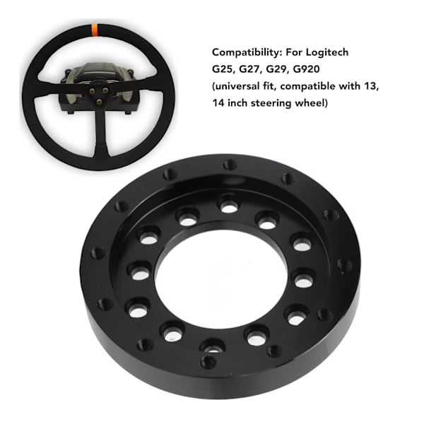 Rattadapterplatta i Svart CNC Aluminiumlegering för Logitech G25 G27 G29 G920 13 14 tum Ratthjul 73mm/2.87 tum