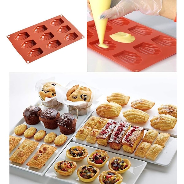Madeleineform för kakor och tvålar, livsmedelsgodkänd silikonbakform non-stick yta enkel lossning flexibel silikon värmebeständig för hem och