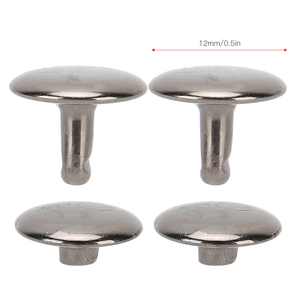 200 set dubbla lock nitar runda nitar spik järn jeans knapp läder skor väskor kläder 12x10mm svart
