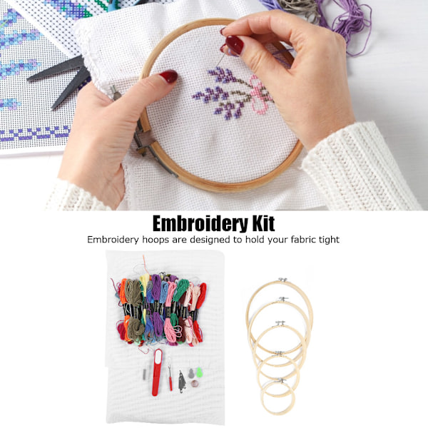 100 färger broderitråd sykit korsstygnsnålverktyg DIY stickning sömnadsset