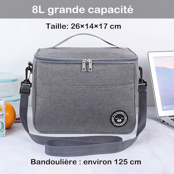8L Lunch Bag, Herr Lunch Bag med isolering, Dam Lunch Bag med isolering, Picknickväska, Barn Lunch Bag med isolering, Isolerad Lunch Bag, Lämplig för