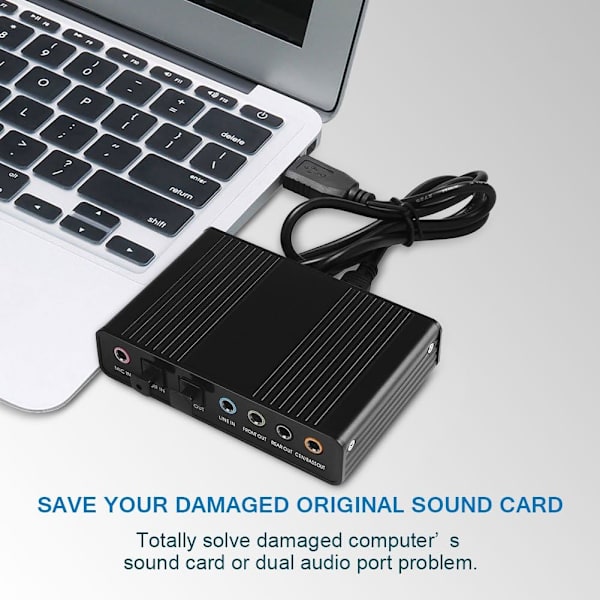 USB 2.0 Extern Ljudkort 6 Kanaler 5.1 Surround Optisk S/PDIF Ljudkort Adapter för PC Laptop Inspelning