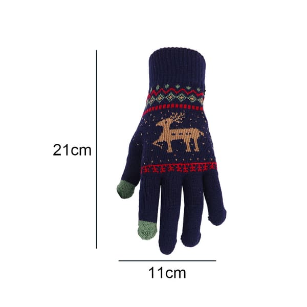 Julehandsker Vinterstrikkede Varme Handsker til Kvinder og Piger Dark Blue