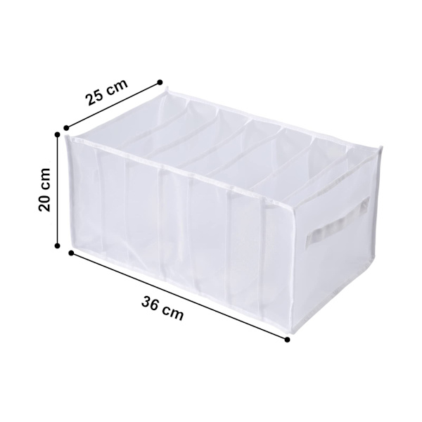 3PCS Tvättbar Garderobsarrangör, 7 Rutnät Fällbar Synlig Klädfack Förvaringslåda Garderob Låda Organizer Mesh Divider Box