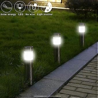 Cylindrisk solcellelampe til græsplæne i rustfrit stål, cylindrisk solcellelampe til indbygning, solcellelampe til græsplæne, hvidt lys