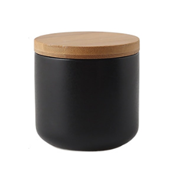 Keramisk matförvaringsburk med trälock, bärbar lufttät förvaringsburk för te, socker, kaffe, nötbönor, te (svart (260 ml)
