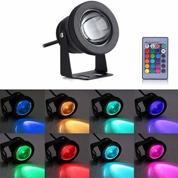 LED-strålkastare - Markbelysning för pool 12V 10W Vattentät LED-strålkastare RGB Färgväxlande LED-strålkastare för utomhusbruk Marin Akvarium Båt
