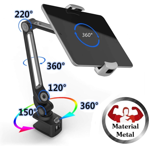 IPad-skrivbordsfäste, platt fäste, justerbart platt fäste med flera vinklar, lämplig för 4,7 \"- 13\" skärm