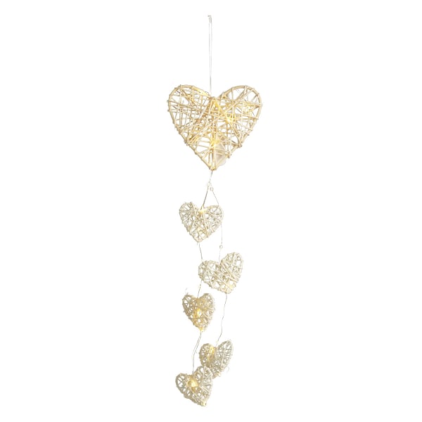 Rustik Shabby Chic 6x Wicker Hjärtan Vägg Hängande LED Garland Ljus Batteridriven Rotting Hjärtan Väggdekaler för Festival Dekoration Tillbehör