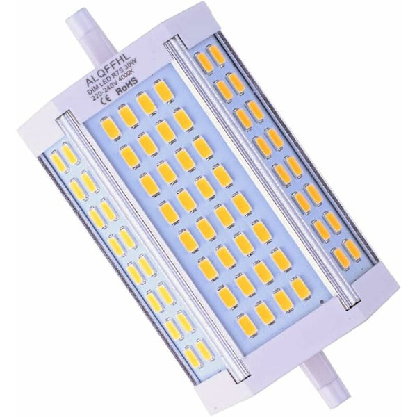 R7S LED-lampa 118mm dimbar 30W, LED linjär dubbeländad J-typ spotlights (200W 300W halogen T3-ekvivalent), 3000LM 4000K, vägg-/säkerhets-/golvlampor
