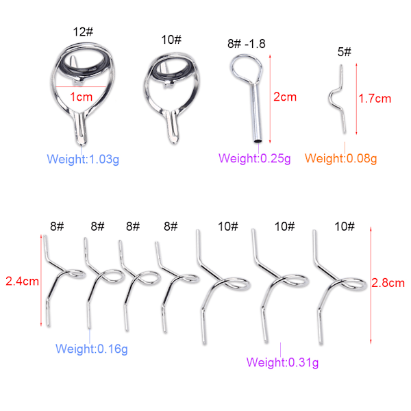 11PCS Flugspöbyggnad Guide Set Rostfritt Stål Guide Ring Snake Guides Fihsing Tillbehör