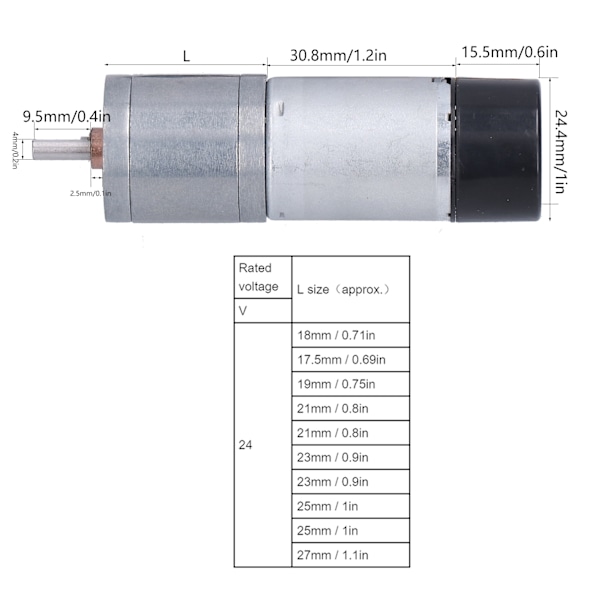 DC-växelmotor med Encoderhastighetsmätningssignalåterkoppling Smart bil Dedikerad JGA25‑371DC24V 130RPM