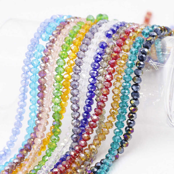 1200 st Fasetterade Rondellpärlor, 6 mm Kristallglaspärlor AB Färgpläterade Bicone Fasetterade Glaspärlor för Armband Halsband Smyckestillverkning Set DIY Hantverk