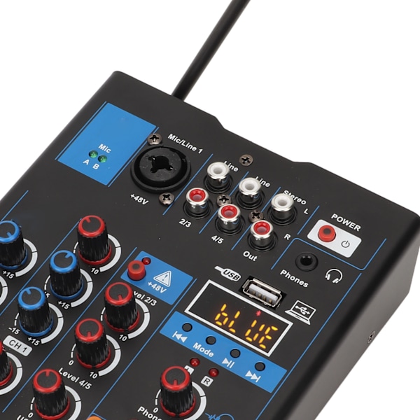 Dubbelmikrofon Mixer 4 Kanaler Liten Metall USB Bluetooth Mixningsbord med Trådlös Mikrofon för Live Streaming Karaoke