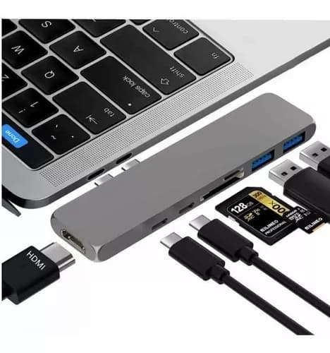 Multifunktionel dockingstation til bærbar computer, konverterer USB-C til flere stik, strømforsyning, Thunderbolt 3, til bærbare computere med dobbeltport