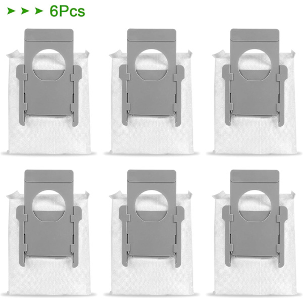 6-pack ersättningsdammsugarpåsar för iRobot Roomba i7, i7+/Plus, s9/Plus E5 E6 E7 dammsugare, Clean Base automatiska påsar