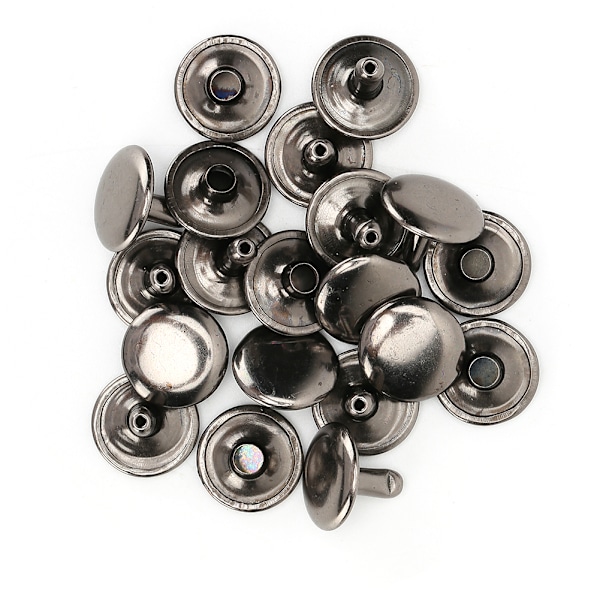 200 set dubbla lock nitar runda nitar spik järn jeans knapp läder skor väskor kläder 12x10mm svart