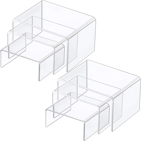 2 sett klar akryl riser display, smykke display stativ riser showcase
