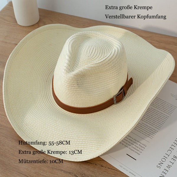 Unisex Cowboyhatt, Halmhatt, Herr Westernhatt, Sommar Solhatt, Halm Panamahatt