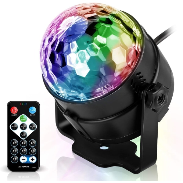 Discoboll discoljus festljus discoljus ljuseffekter 7 färger musikstyrd LED DJ-ljus festbelysning festlampa för halloween