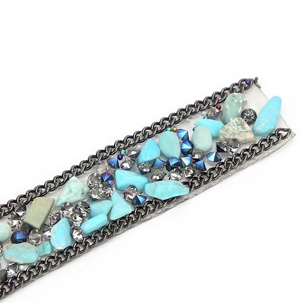 Rhinestone Gravel Ribbon Chain Kläder Skor Dekoration Tillbehör 1,5 cm Bredd Blå