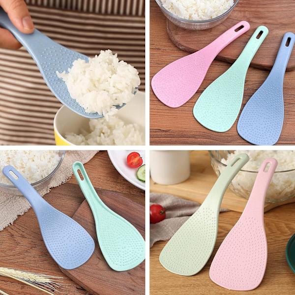 Rispaddel, non-stick rissked risspatel, no repa riskokare risskopa porslin Matserveringsskedar för köksredskap (3 st, rosa,
