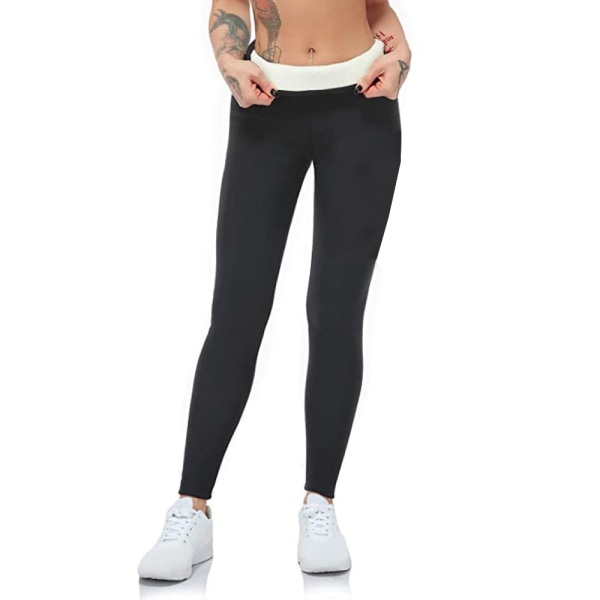 Varma leggings för kvinnor, med fleece vinter varm tjock plysch lappfoder, hög midja ogenomskinliga tights för daglig användning, fitness, löpning, vandring