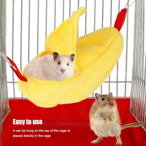 3 set hamster hängmattor bonad bananform hängande vinter varm hus smådjurstillbehör gul