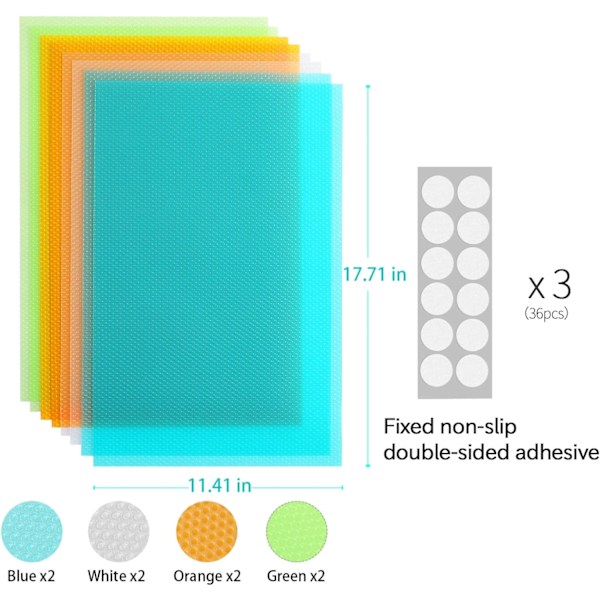 8 st kylskåpsunderlägg, tvättbara och skärbara kylskåpsunderlägg passar alla kylskåpsstorlekar, hemmakökstillbehör för halkfria och vattentäta
