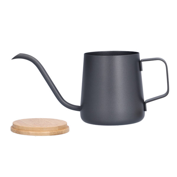 350 ml rostfritt stål kaffekanna lång smal pip manuell kaffebryggning vattenkokare med bambulock