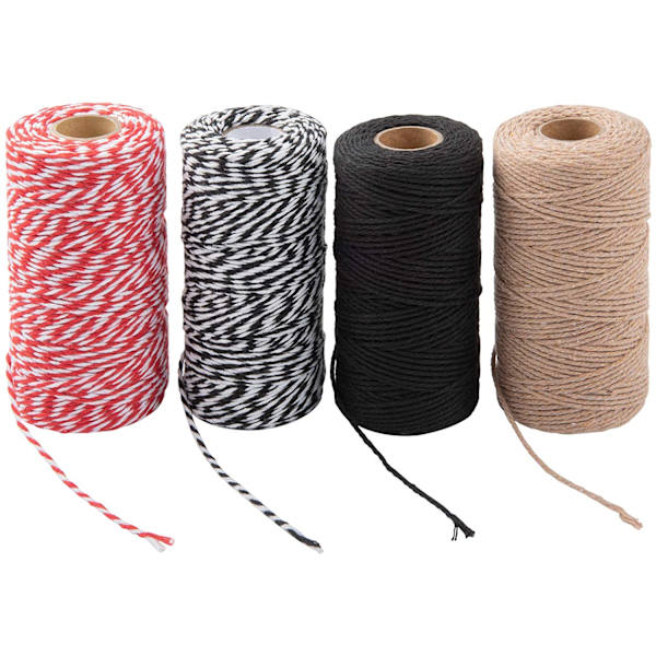 Snöre, Bomullshantverkssnöre, Högpresterande  Julsnöre, Perfekt för presentförpackning, DIY-hantverk (Rödvit)