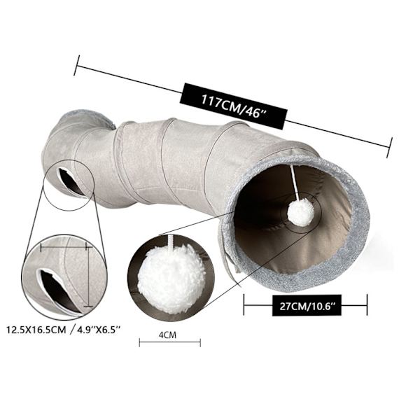 Kattunnel, Kattunnel, Kattunnel Tyg med Boll och Kattleksaker, Lektunnel för Katt och Kanin, Kanintunnel, Robust, Rostar Inte