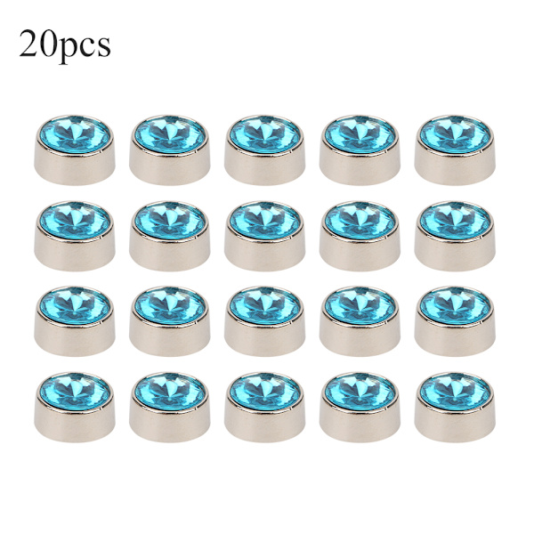 20 st nitar runda legering DIY skor kläder väskor dekoration med 20 st brickor 12 mm ljusblå